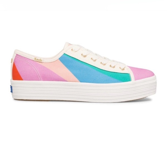 Keds x Kate Spade New York Triple Kick Canvas Sneaker Stripe Multicolor Size 8.5 - Picture 1 of 13